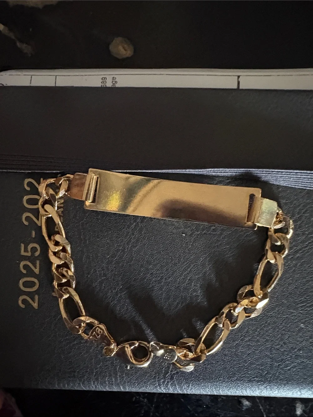 Gold Tone Men’s ID Bracelet - Polished Link Chain